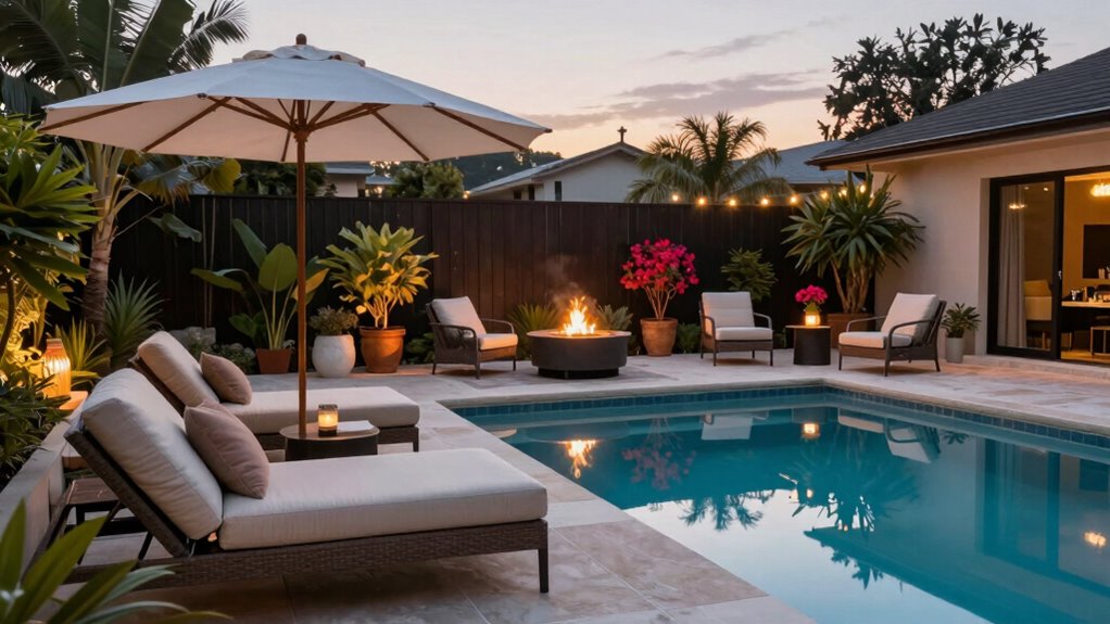 serene illuminated water retreat