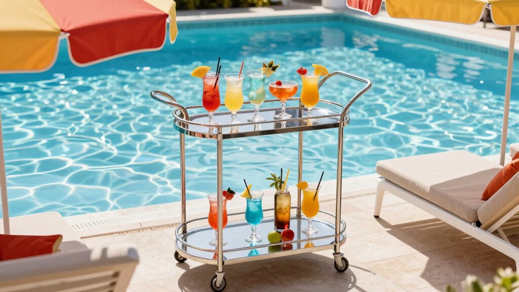 stylish organized poolside serving