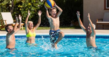 summer pool basketball fun