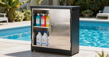 top pool chemical storage cabinets