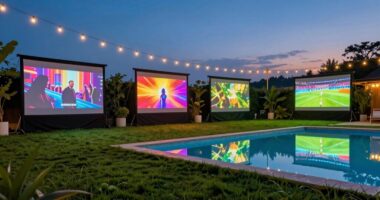 top pool party projector screens