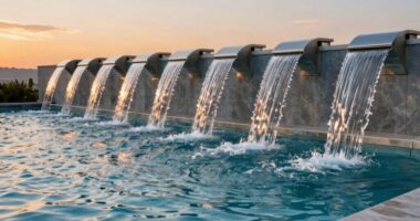 top pool waterfall spillways