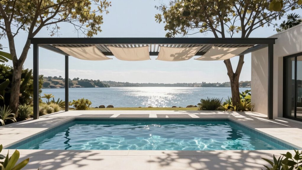 unobstructed shaded poolside retreat