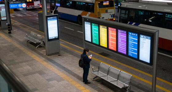 A bus station in Seoul, South Korea