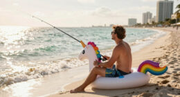 TIL a man in a unicorn pool floaty was fishing near the beach in Fort Lauderdale when he hooked a 10-foot shark that proceeded to drag him four miles offshore in his floaty. He was eventually rescued by the crew of a larger fishing vessel who were baffled at the situation when they happened upon him