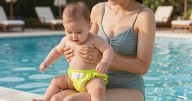 TIL swim diapers let the pee go in the pool, they are actually designed to