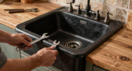 A $50 Cast Iron Sink and a Hoosier Cabinet Combined to Create a Kitchen Focal Point
