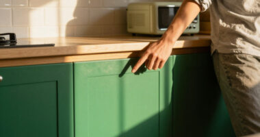 The Most Stunning Green Cabinets Gave A Dated Kitchen A Mid-Century Makeover