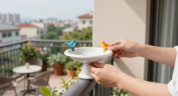 Want A Bird Bath, But Only Have A Small Balcony? These Cute Clip-On Options Fit Over A Railing & Work With Any Budget
