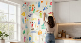 An Interior Designer Turned Kid’s Art Into Wallpaper For A Kitchen Redo