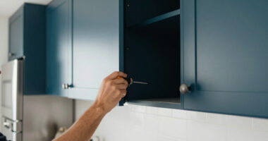 Dark Teal Cabinets Completely Changed This Dark, Dreary Kitchen