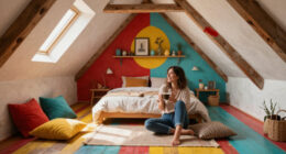 A Plain Attic Bedroom Is Now A “Little Jewel Box” After A Colorful Redo
