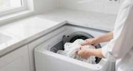 Everything Was Beige Until An All-White Redo Made A Laundry Room Feel Luxe