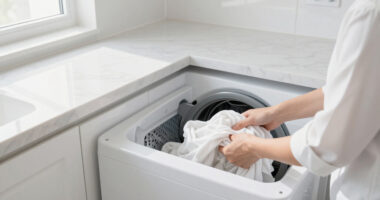Everything Was Beige Until An All-White Redo Made A Laundry Room Feel Luxe