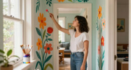 Her Sister Painted Flowers On Her Hallway Walls — Now It’s A Colorful Escape
