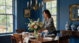 They Drenched A Dining Room In Deep Blue — Now It’s Moody And Vintage