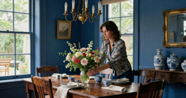 They Drenched A Dining Room In Deep Blue — Now It’s Moody And Vintage