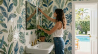 She Used "Psychedelic Wallpaper" To Make A Tiny Bathroom Feel Bigger