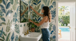 She Used "Psychedelic Wallpaper" To Make A Tiny Bathroom Feel Bigger